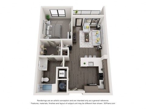 Carson 1  Bed   1  Bath   719 Sq. Ft. Floor Plan at Chapter at the Streets of St Charles, Saint Charles